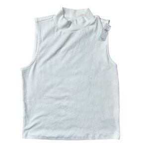 NWT Women’s Gap White Modern Tank Mock-neck Sleeveless Turtleneck Top Size M